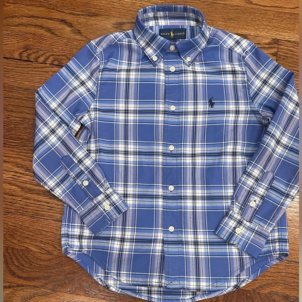 Ralph Lauren Blue and White Plaid Shirt